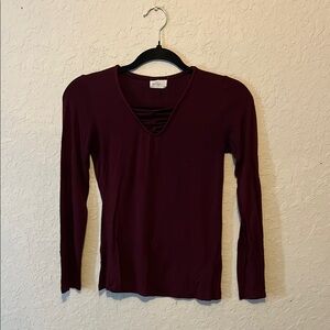 Glitz Red Fitted Blouse with Long Sleeves